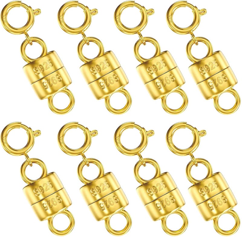 OHINGLT 14K Gold Plated 925 Sterling Silver Magnetic Necklace Clasps and Closures,Gold and Silver Bracelet Clasp Converter for Jewelry Making Supplies,Chain Extender Connector for Bracelet - Image 1